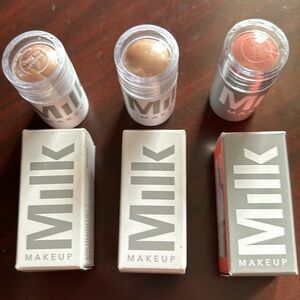 MILK MAKEUP Lip + Cheek Cream Blush Stick+Two Highlighter Sticks. New